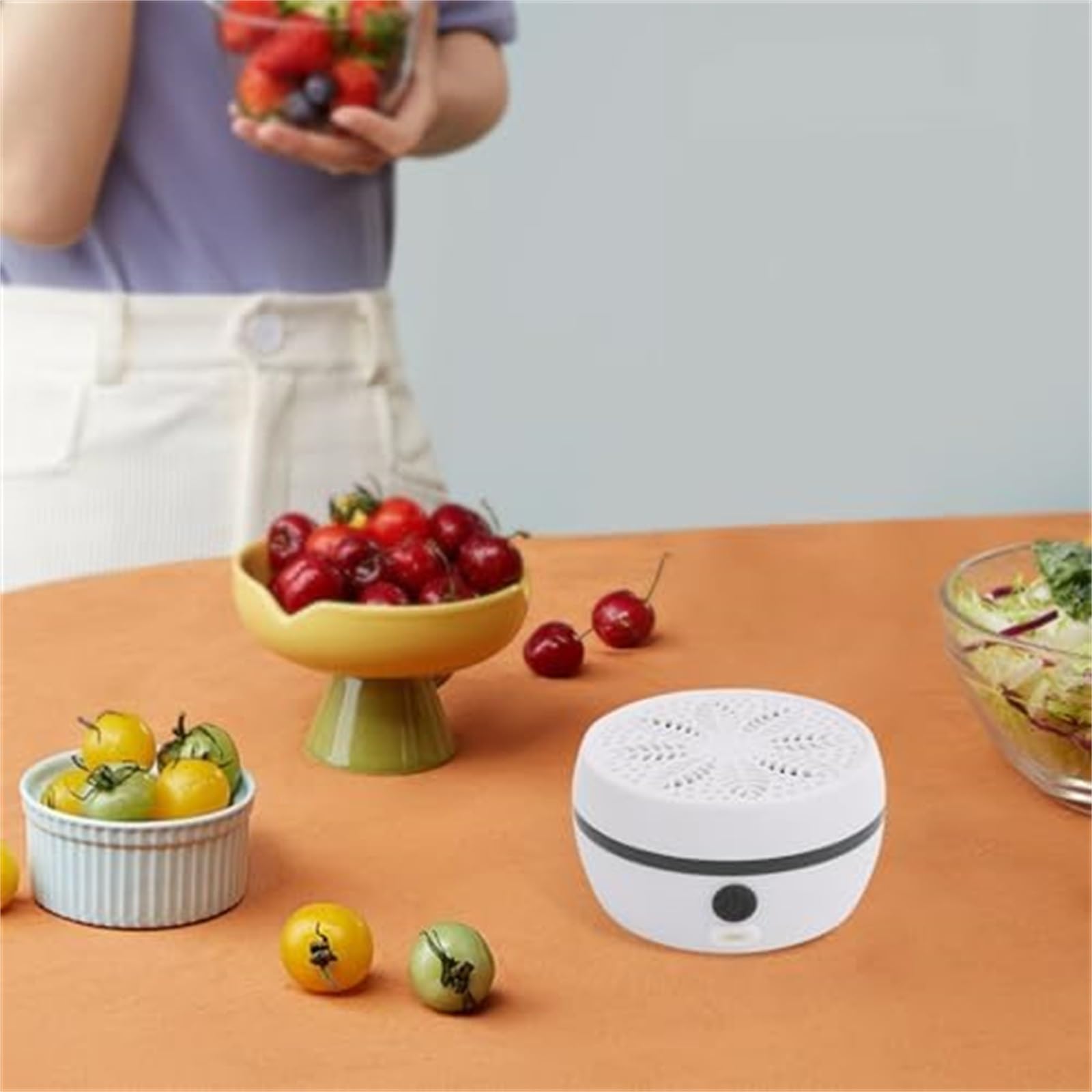 Automatic Fruit Cleaner, Fruit & Vegetable Washers, Rechargeable Fruit Washing Machine, Waterproof Fruit and Veg Cleaner, Food Purifier Durable | Kitchen Tool, for Grains Meat Seafood (White) - 5