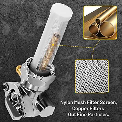 Bomling Fuel Petcock Gas Tank On Off Compatible With Harley Dyna Fatboy Heritage Softail Springer Sport Glide Sportster 883 1000 Super Glide Low Rider,Silver #TOP3