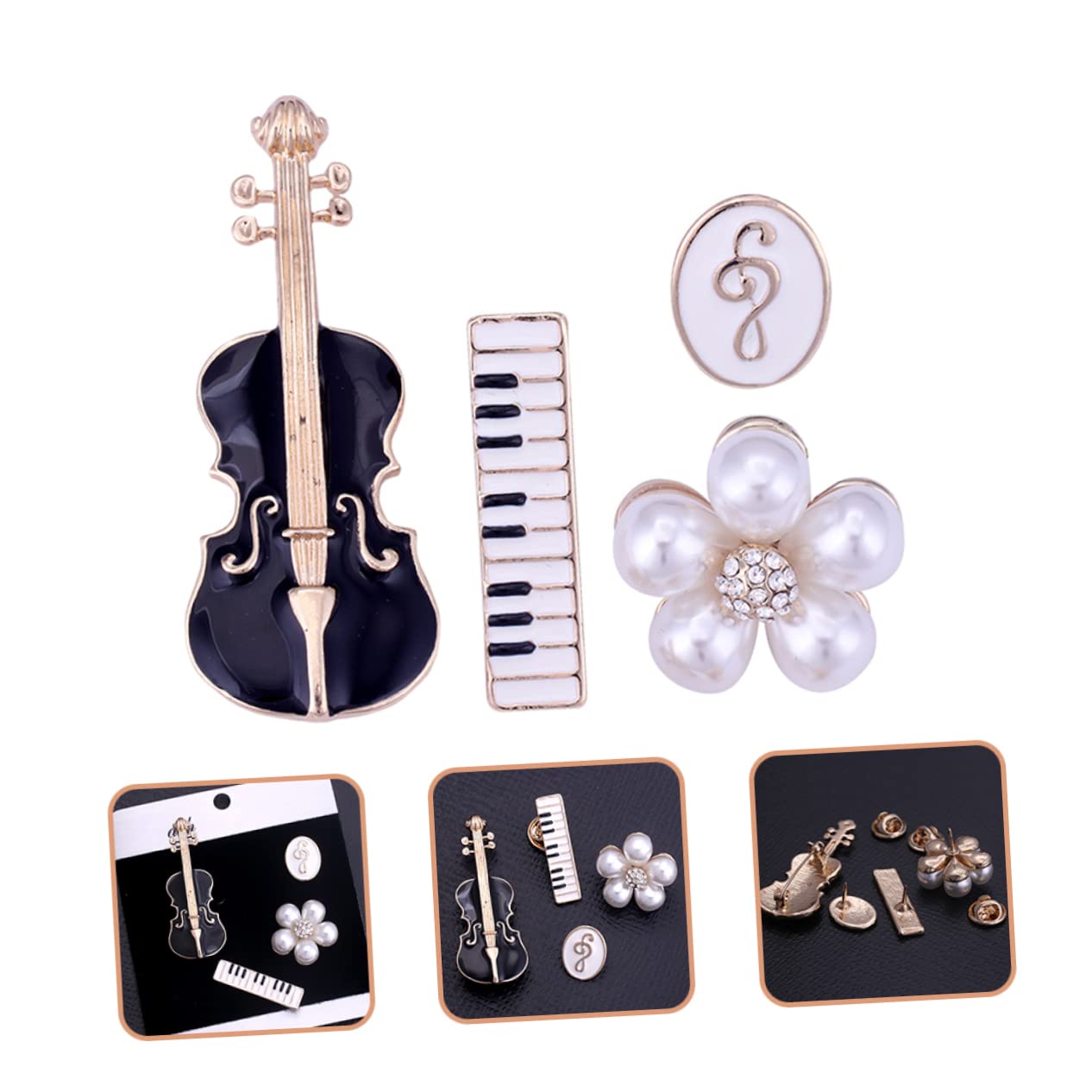 LIFKOME 20piezas Alfileres De Elegantes Para Mujeres Broches De Violín y Piano Accesorios De Moda Para