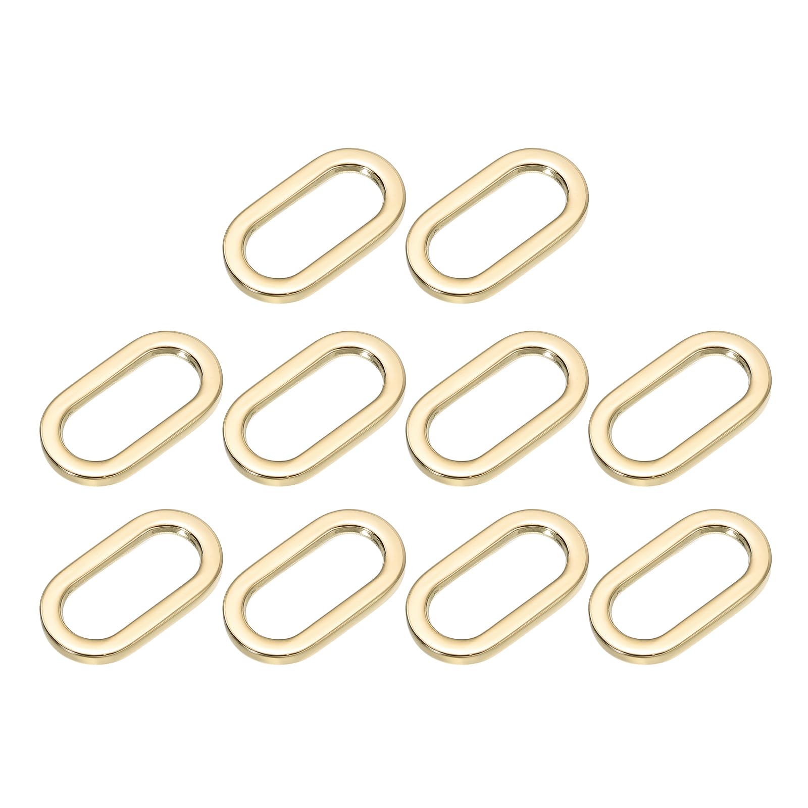 sourcing map 10 Pcs Metal Oval Ring, 1 1/4" Flat Oval Ring Buckle Belt Fastener Strap Keeper Loop for DIY Leather Purse Bags Handbag Straps, Gold Tone