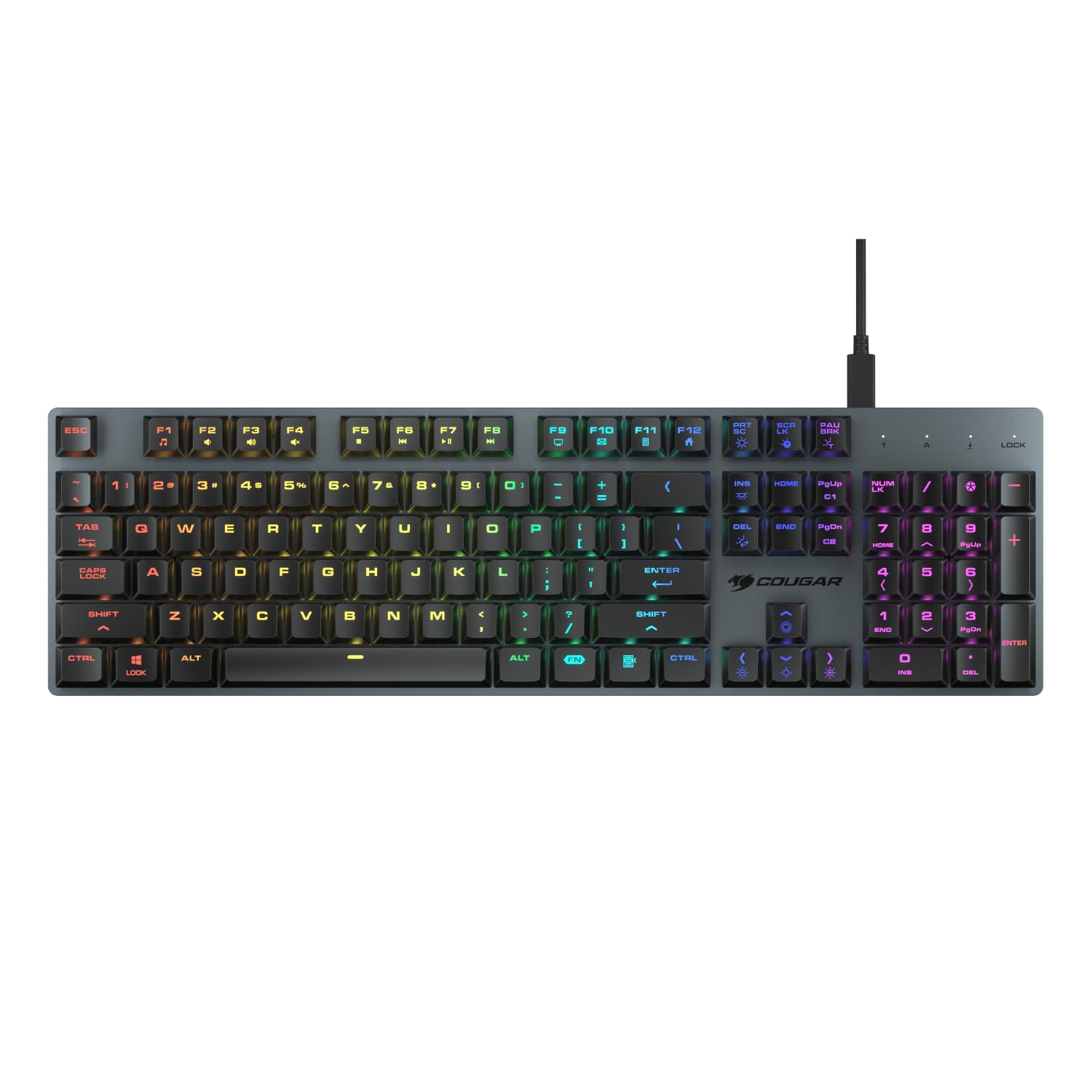 COUGAR Gaming | Teclado Gaming | Teclado Gaming LUXLIM MECÁNICO RGB Red Switch ALU Negro - Interruptores ópticos-mecánicos - Grosor de 20 mm - Marco de Aluminio CNC - Diseño ergonómico