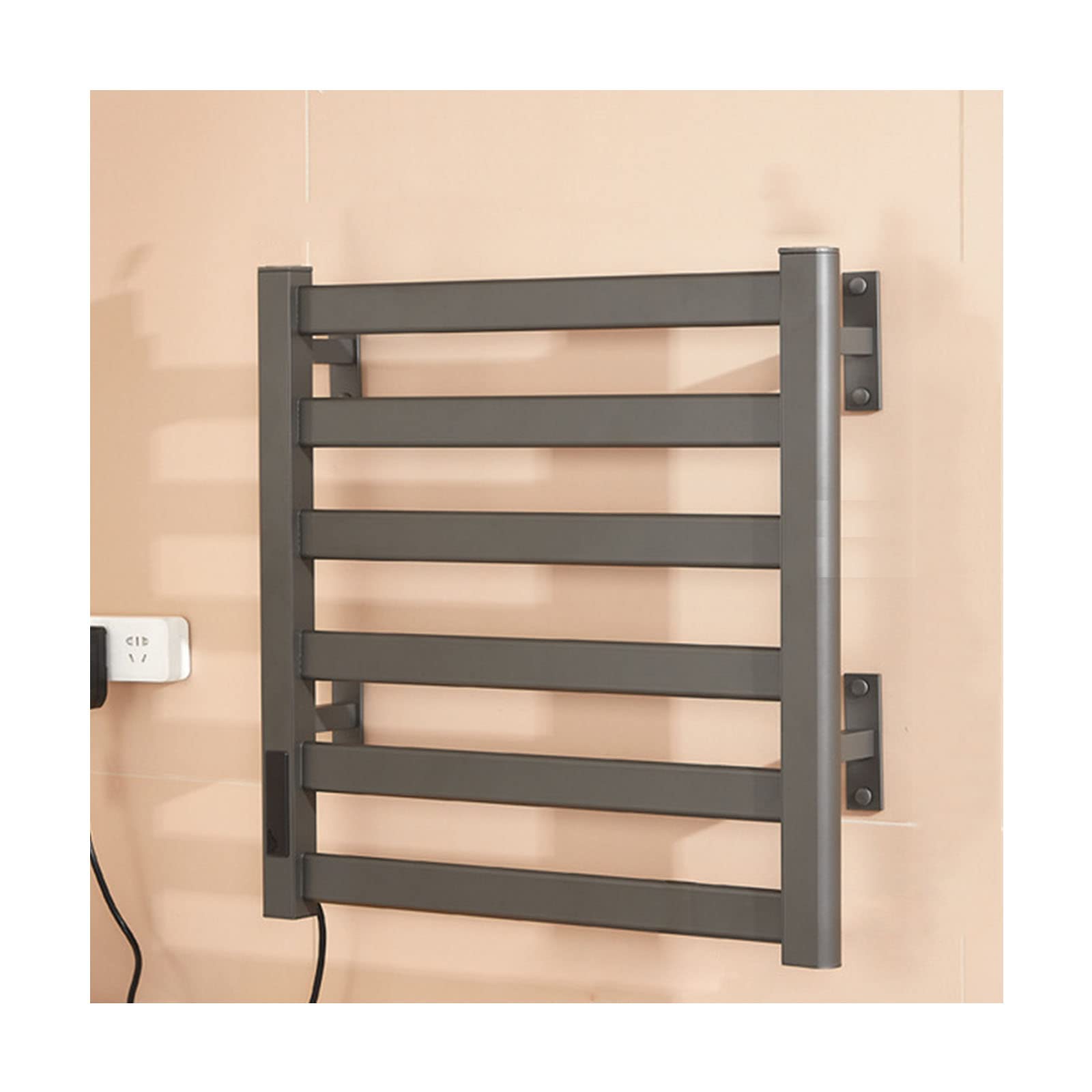 Inteligentny elektryczny suszarka do ręczników z timerem, 130 W, regulacja temperatury, wymiary: 530 mm x 590 mm x 90 mm, gotowa do użycia