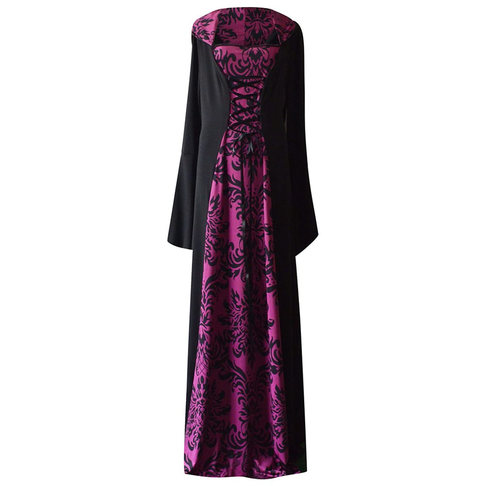 UXXNJFG Womens Halloween Costume Adult Plus Size Witch Costume Adult Medieval Ladies Halloween Costumes Sexy Victorian Medieval Dress Party Cosplay Retro with Hooded Carnival Purple S - Image 6