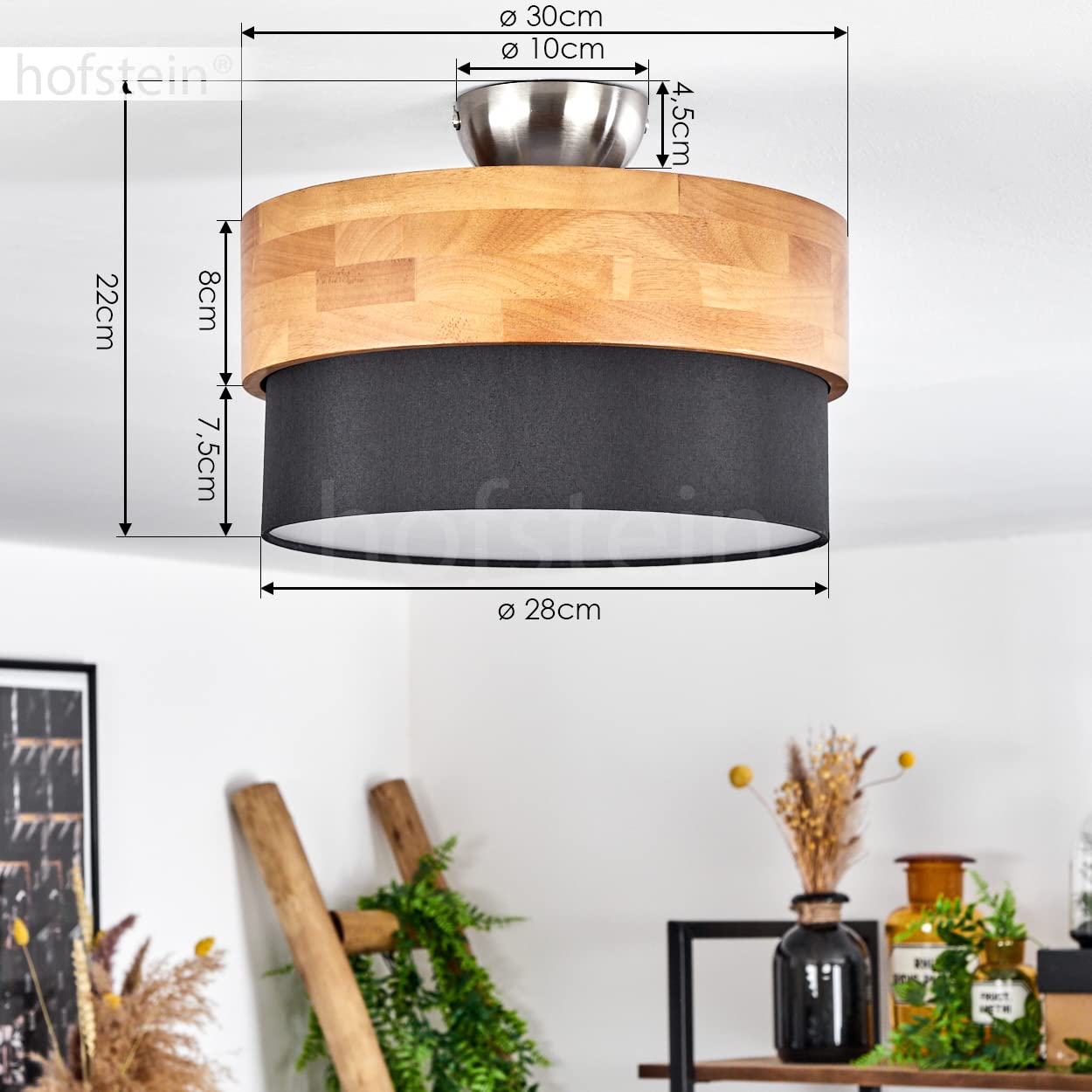 Plafondlamp 74009: Industrieel, Modern, Metaal, Zwart