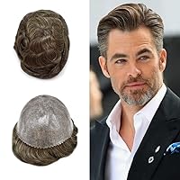 Vista 37 de Toupee - Pieza de cabello humano para hombre, sistema de reemplazo de cabello, piezas de pelo de poliuretano para hombres, tupé, protesis capilar