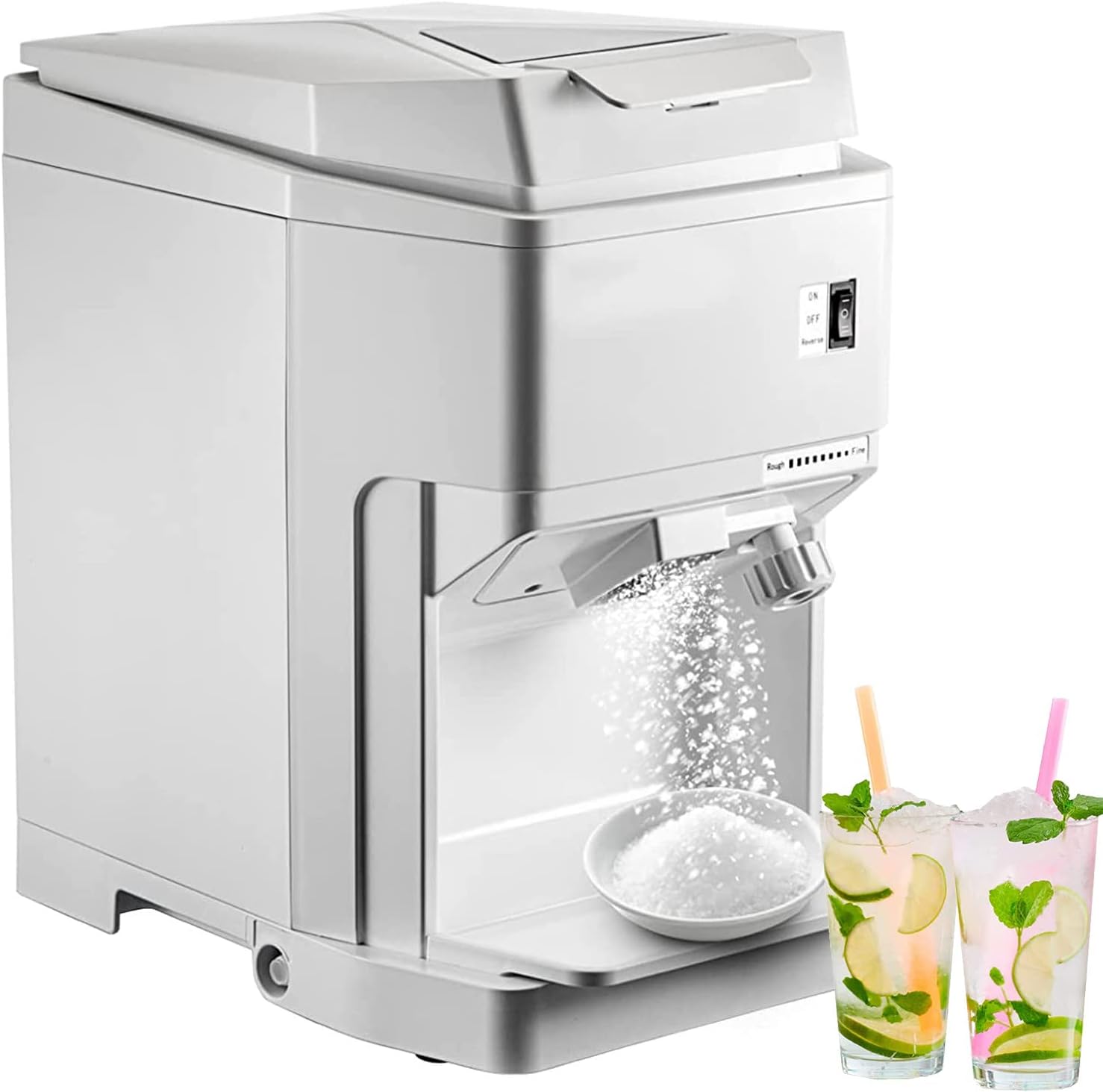 DEHIWI Electric Ice Shaver 250W Ice Crusher Machine Shaving Ice Machine Snow Cone Machine Shaved Ice Maker Ice Crushing Machine 265 LBS/H Adjustable Ice Fineness,Easy Cleaning,110V