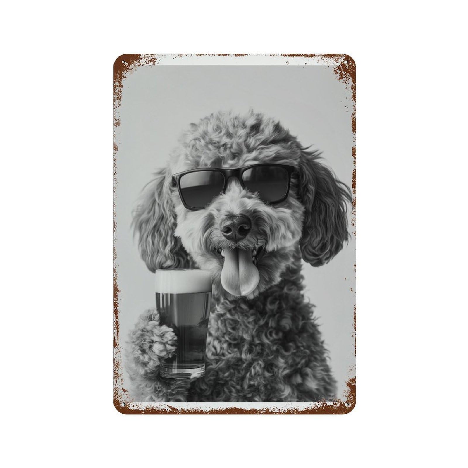 xiaoxiaoshen Goldendoodle Drinking Beer Pint_ Funny Doodle Dog Bar C Decor Wall Decor Art Metal Tin Poster Modern Home Decor Art Home Bar Shop Decorations Vintage Sign 30x20cm