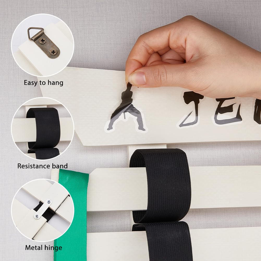 DICOSMETIC Support de ceinture de taekwondo pour 8 ceintures de karaté avec autocollants pour arts martiaux pour les apprenants de taekwondo, karaté, jiu jitsu, BJJ