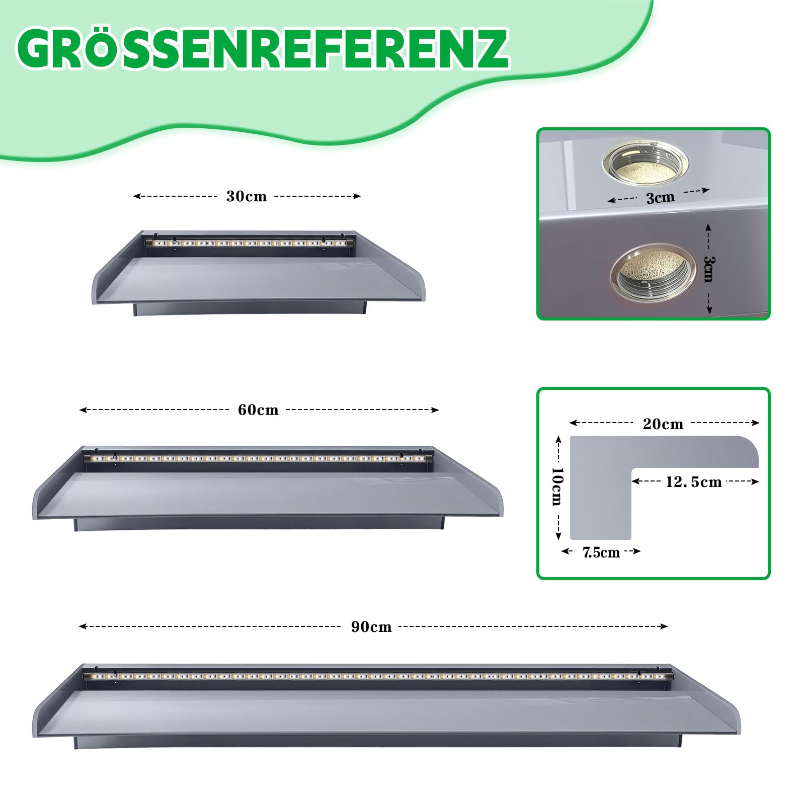Longrun 90cm Acryl-Teich Wasserfall - ohne Abdeckplatte