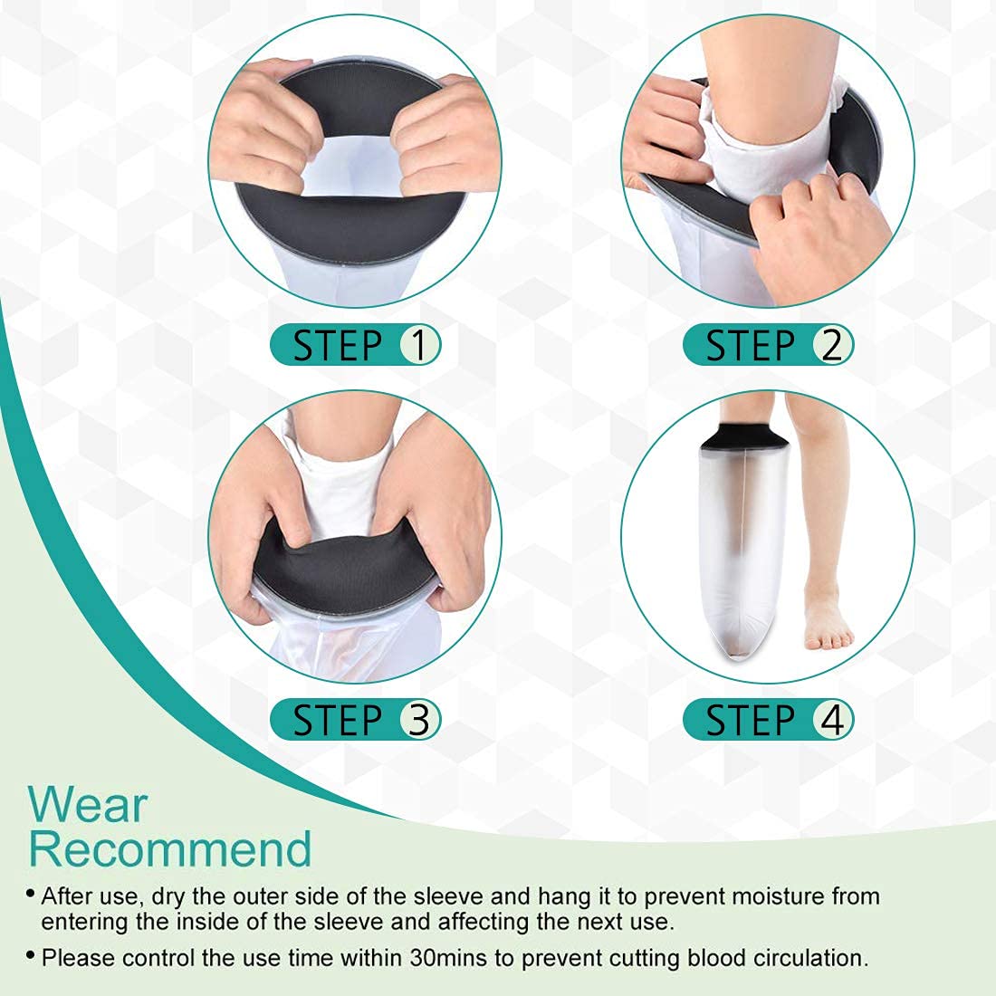 Protège Platre Protection Enfants pour Jambe Cheville Pied Protection Étanche pour Platre Protecteur de Bandage Utilisé pour Demi-Jambe Imperméable Protection Étanche pour Douche et Baignade
