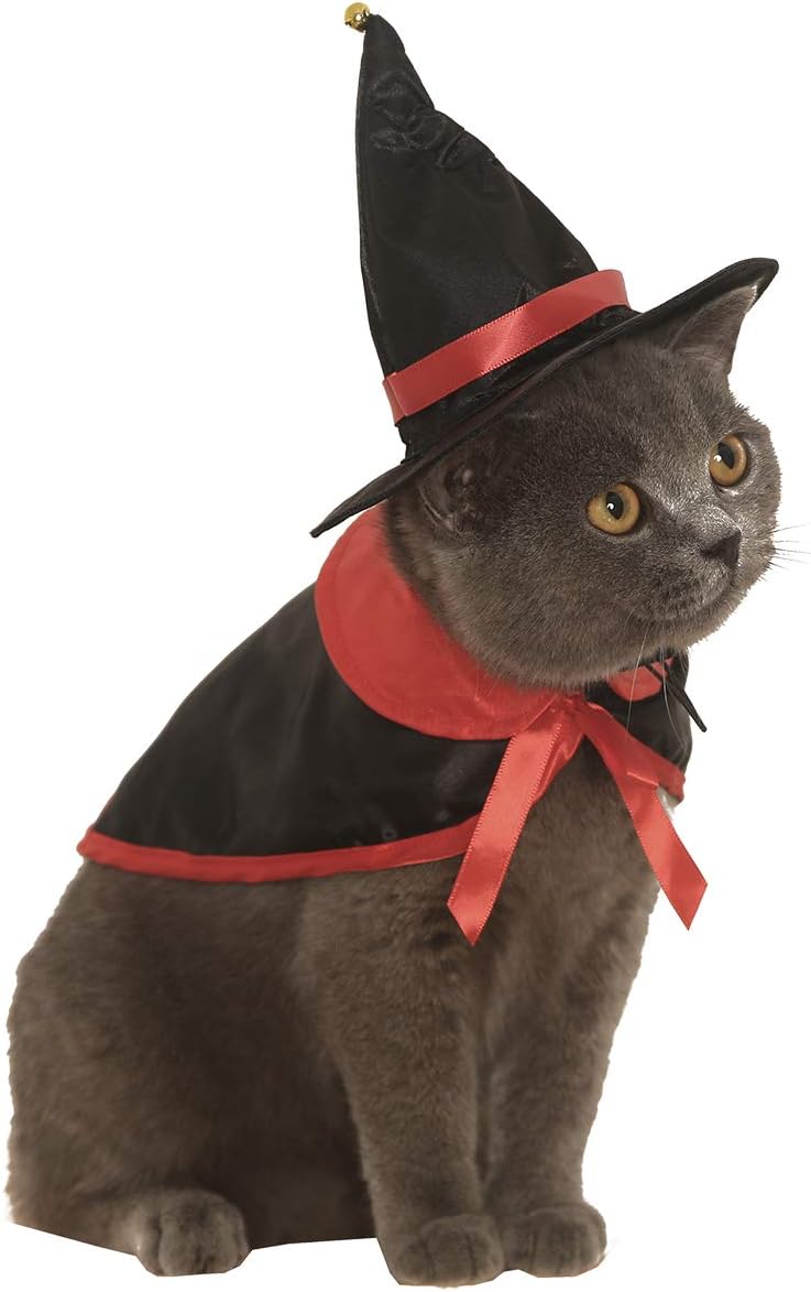 Impoosy Halloween Pet Dog Cat Costume Demon Cloak Bat Classic Monsters Clothes Magician Hat Cosplay Party for Dogs Cats Puppy Kitten (S)