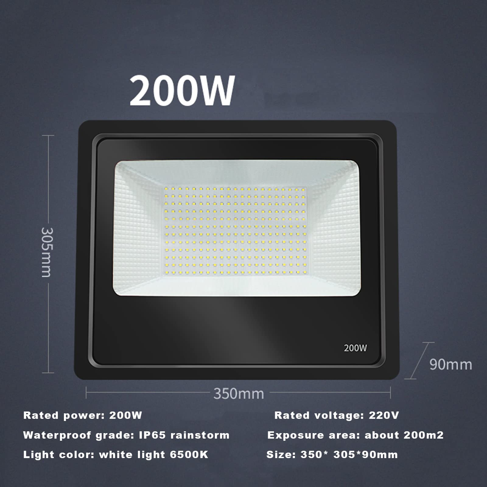 Faretto LED Da Esterno Luci Di Sicurezza Faretti Giardino Faro, Ip65 Impermeabile Lampada LED Esterni Per Patio, Terrazza, Cortile, Casa, Vialetto, Scala Esterna (200W)