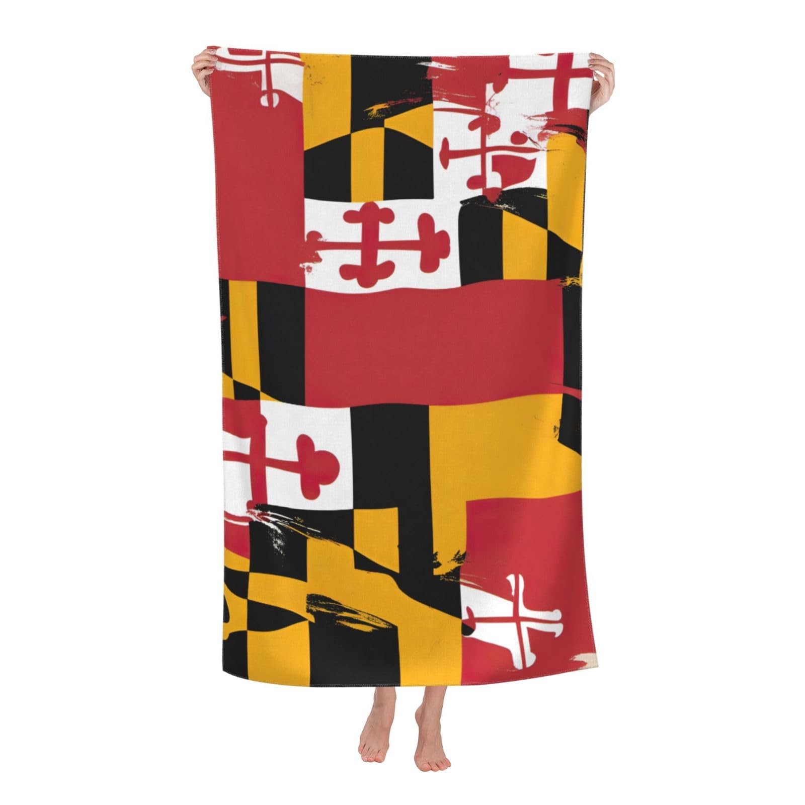 NImongt Maryland Flag Print Oversized Adult Beach Towel For Travel Weekend Getaways Festivals Camping Trips