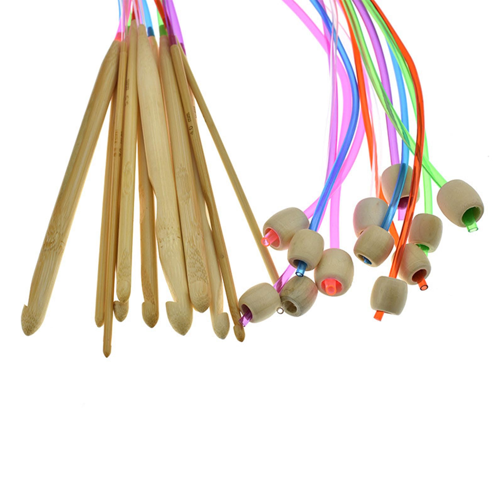 12 Uncinetti Tunisini Da 3mm A 10mm – Set Con Cavo Intrecciato Da 120 Cm – Aghi In Legno Per Principianti Ed Esperti