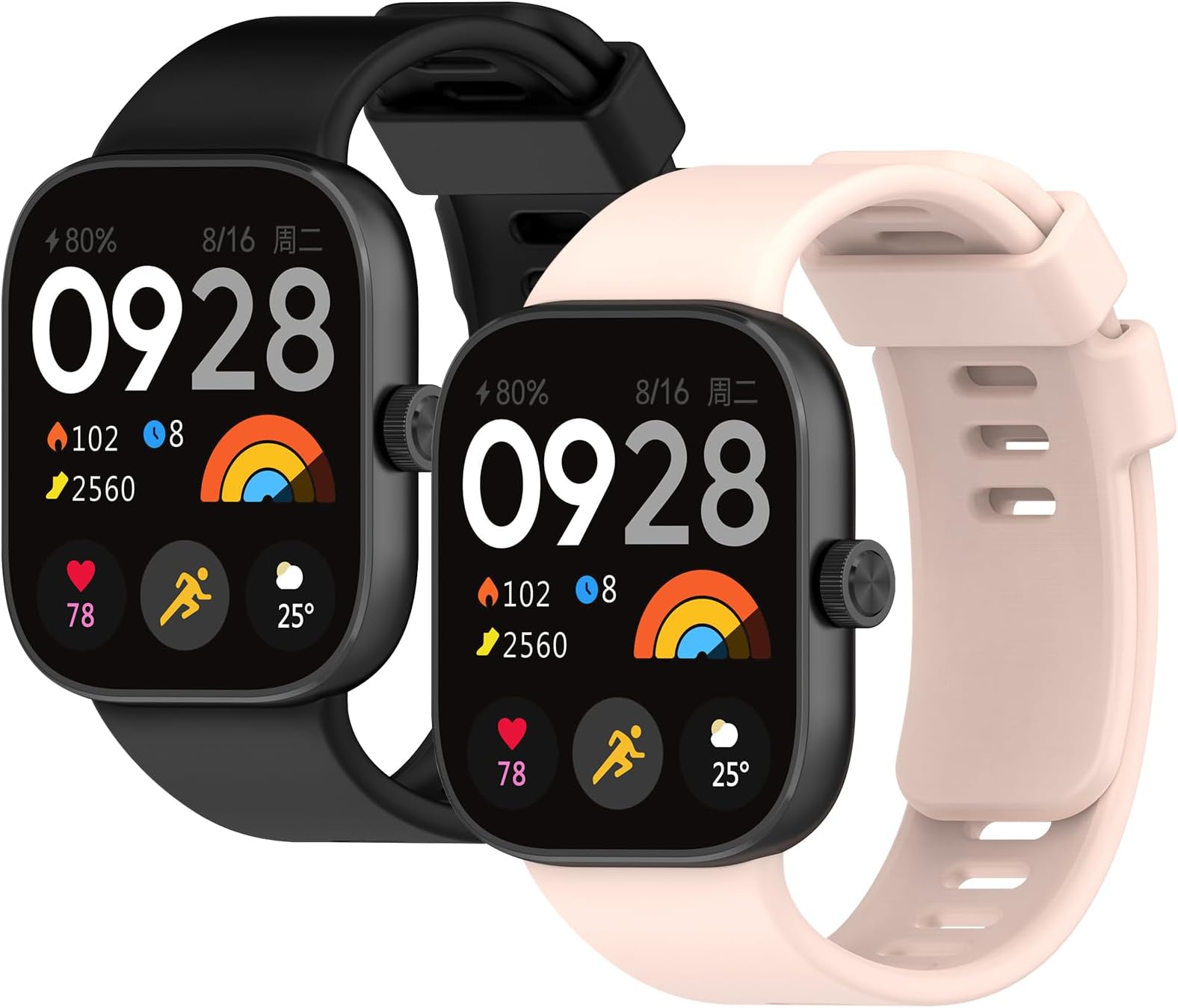 Th-some2 Pieces Strap for Redmi Watch 4 โ Silicone Sports Breathable Replacement Straps Compatible with Xiaomi Redmi Watch 4