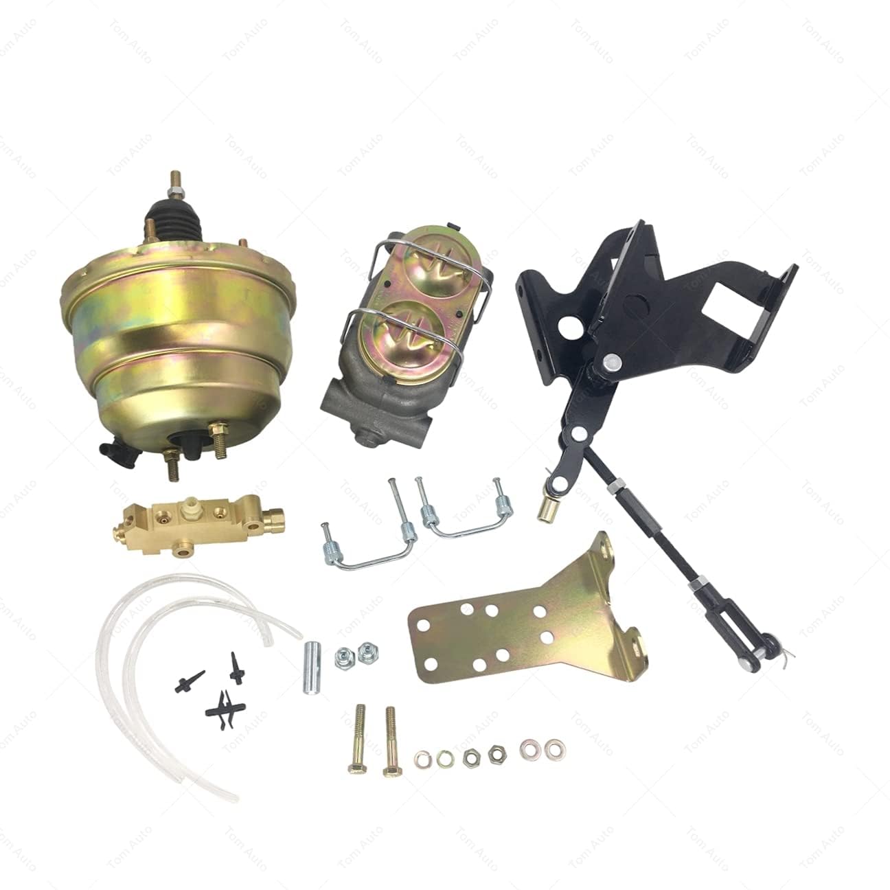 8" Dual Power Brake Booster Conversion Kit Bail Top Master Cylinder & Mounting Bracket For 1967 1968 1969 1970 1971 1972 Chevy C10 C20 C30 Truck Disc/Drum Only