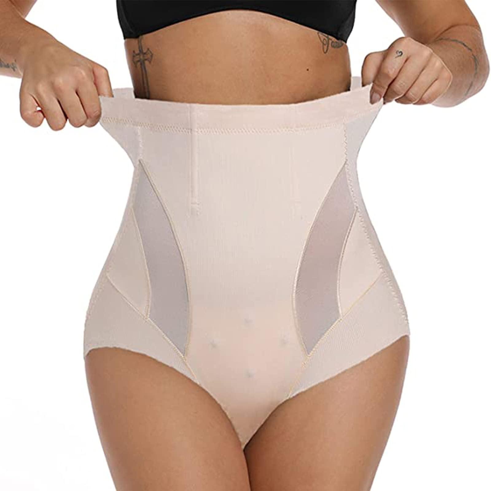 SURE YOU LIKE Womens Shapewear Tummy Control Body Shaper High Waist Butt Lifter Panties Seamless Slimming Underwear Beige, Tag XLXXL=UK(14-18), Beige