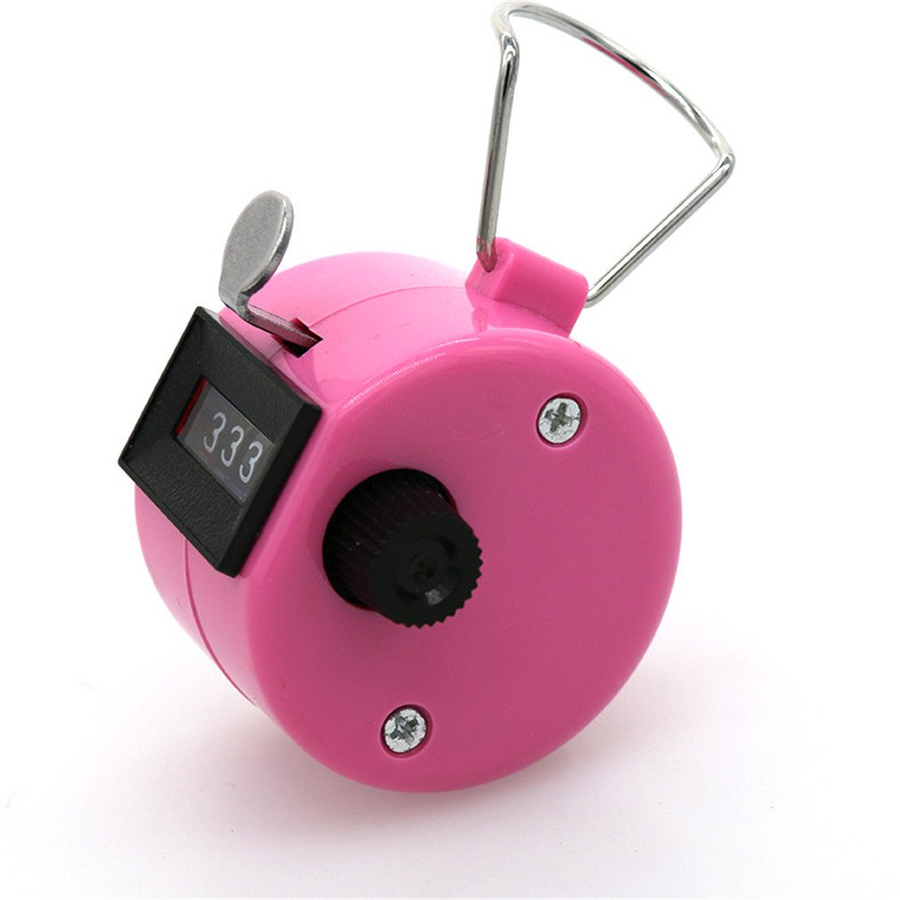 Manual Tally Counter 4 Digit Display Counter Lap Counter with Finger Ring Mechanical Palm Click Counter Pink for Stadium, Casino and Game Scores by TheBigThumb