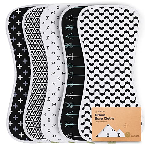 Image of 5-Pack Organic Burp Cloths for Baby Boys and Girls - Ultra Absorbent Burping Cloth, Burp Clothes, Newborn Towel - Milk Spit Up Rags - Burpy Cloth Bib for Unisex, Boy, Girl - Burp Cloths (MONOS)