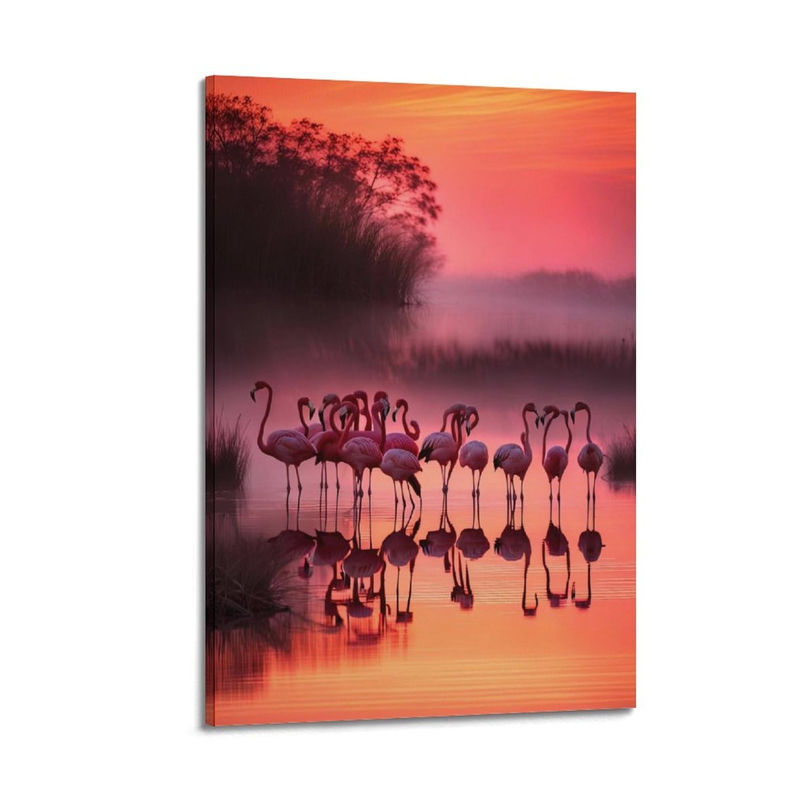 ZSZWHJ Animal Poster Flamingos on The Lake Poster Decorative Painting Canvas Wall Posters And Art Picture Print Modern Family Bedroom Decor Posters 16x24inch(40x60cm)