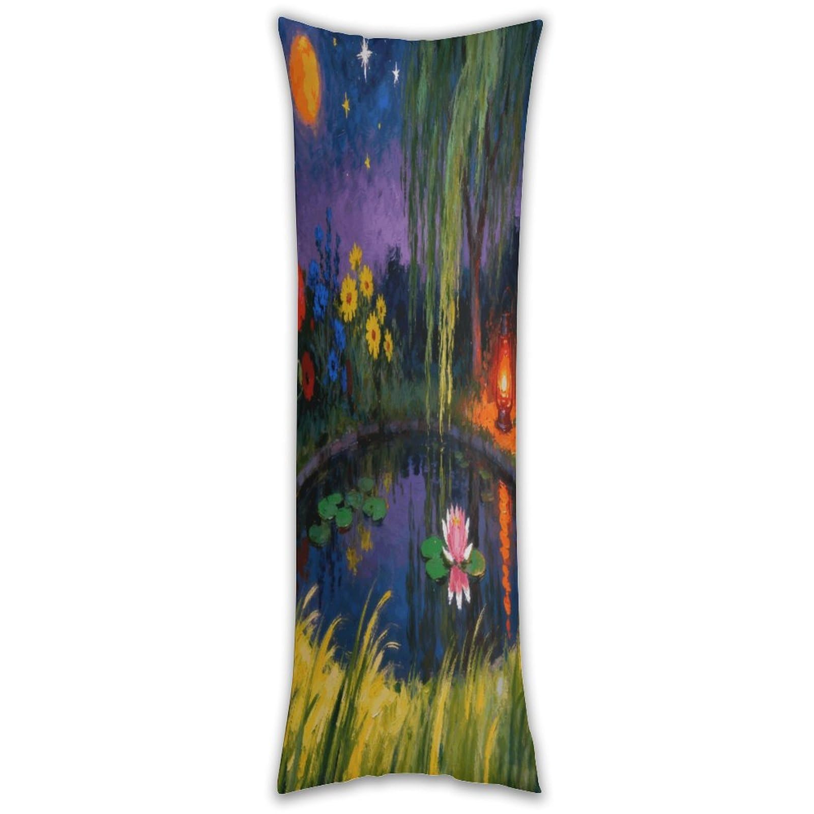 Moonlit Pond Pillow Cases Breathable Vertical Long Pillowcase Body Pillowcase with Hidden Zipper Closure Soft and Cozy Pillow Cover 20x54 Inches for Bedroom Couch