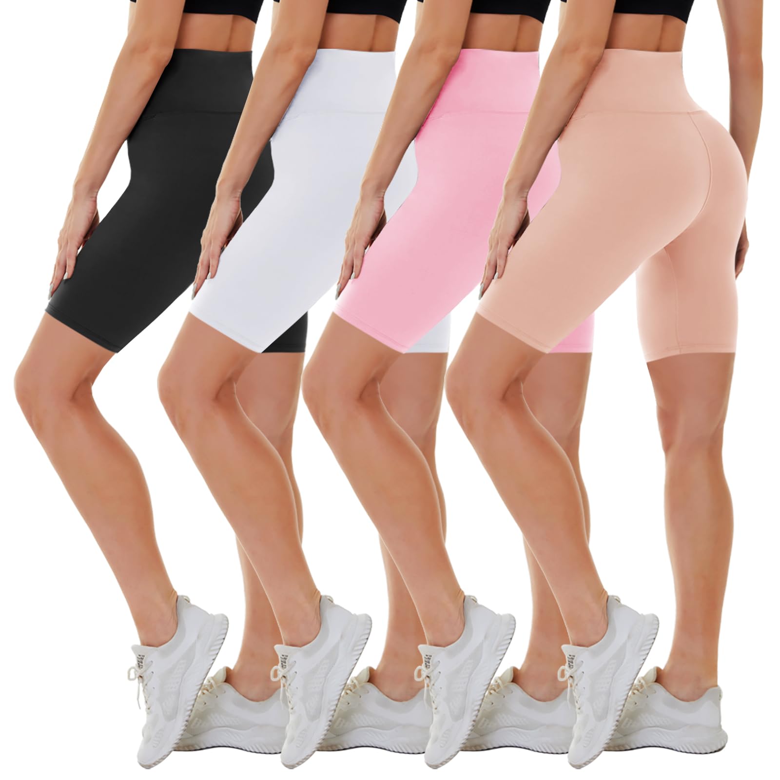 4 Pack Biker Shorts for Women - High Waisted 5"/8" Yoga Workout Shorts