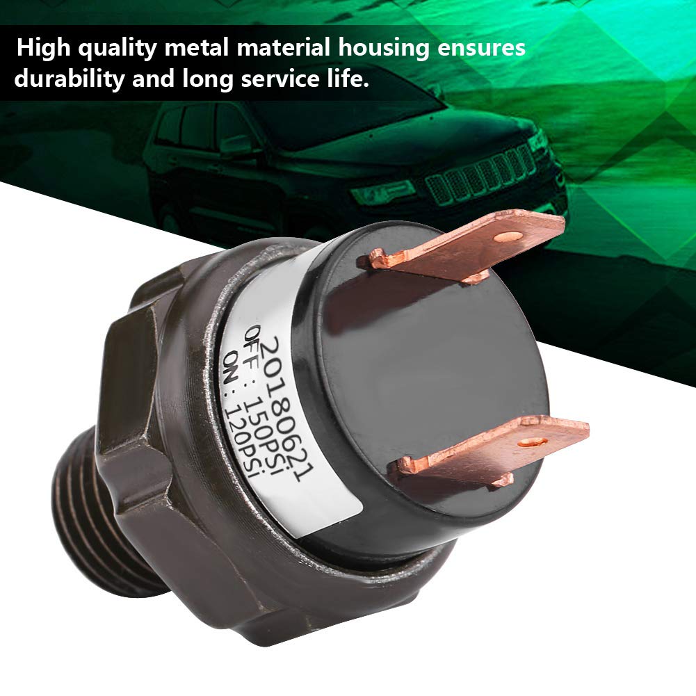 Qiilu 1/4 "interruttore automatico del compressore d'aria dell'automobile NPT 12V interruttore di pressione dell'aria del serbatoio dell'aria (nero)(120-150 PSI)
