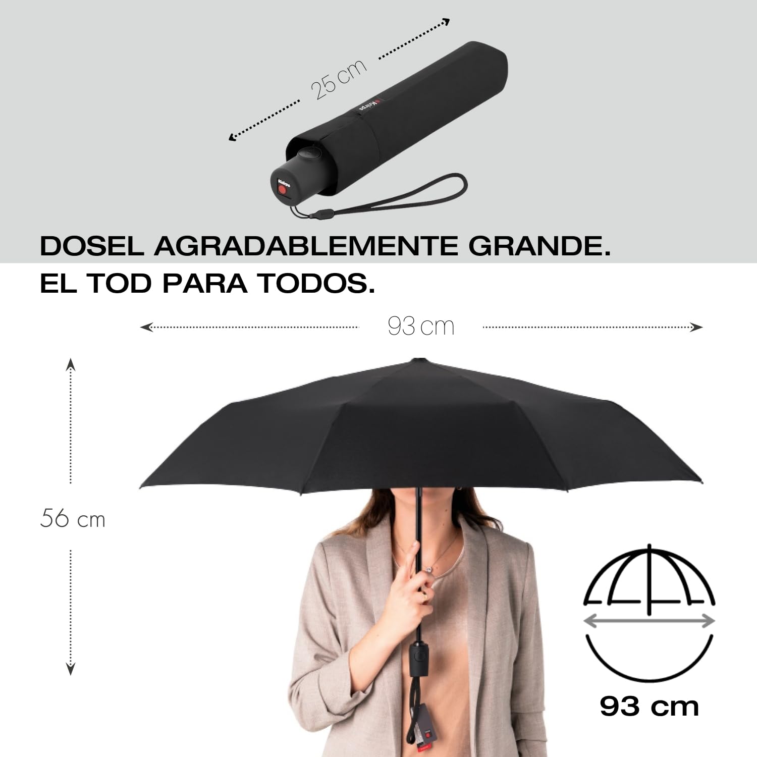 Knirps C.250 Paraguas Light de bolsillo, con función Duomatic, Gris oscuro, con bolsa, apertura y cierre automáticos, de bolsillo con pulsador, ligero