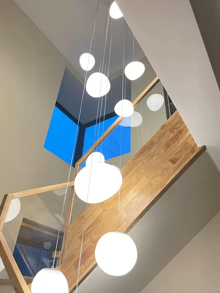 HYJAUSXB Rotating Duplex Building Loft Creative Hotel Villa Staircase Long Light Trichromatic Chandelier Modern Minimalist Internet Celebrity(Size:6 Heads)