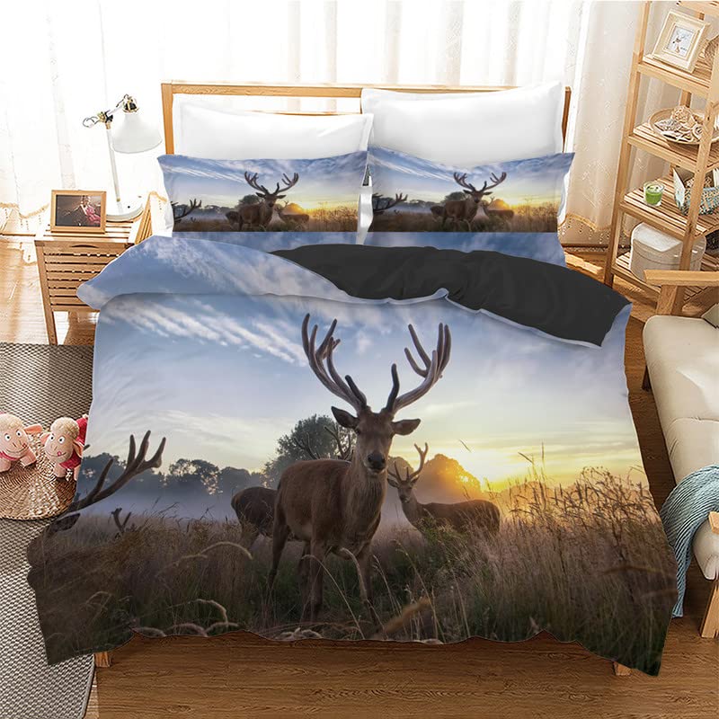 Housse de couette 240 x 260 cerf bleu avec fermeture éclair pour en finir avec le lit froissé