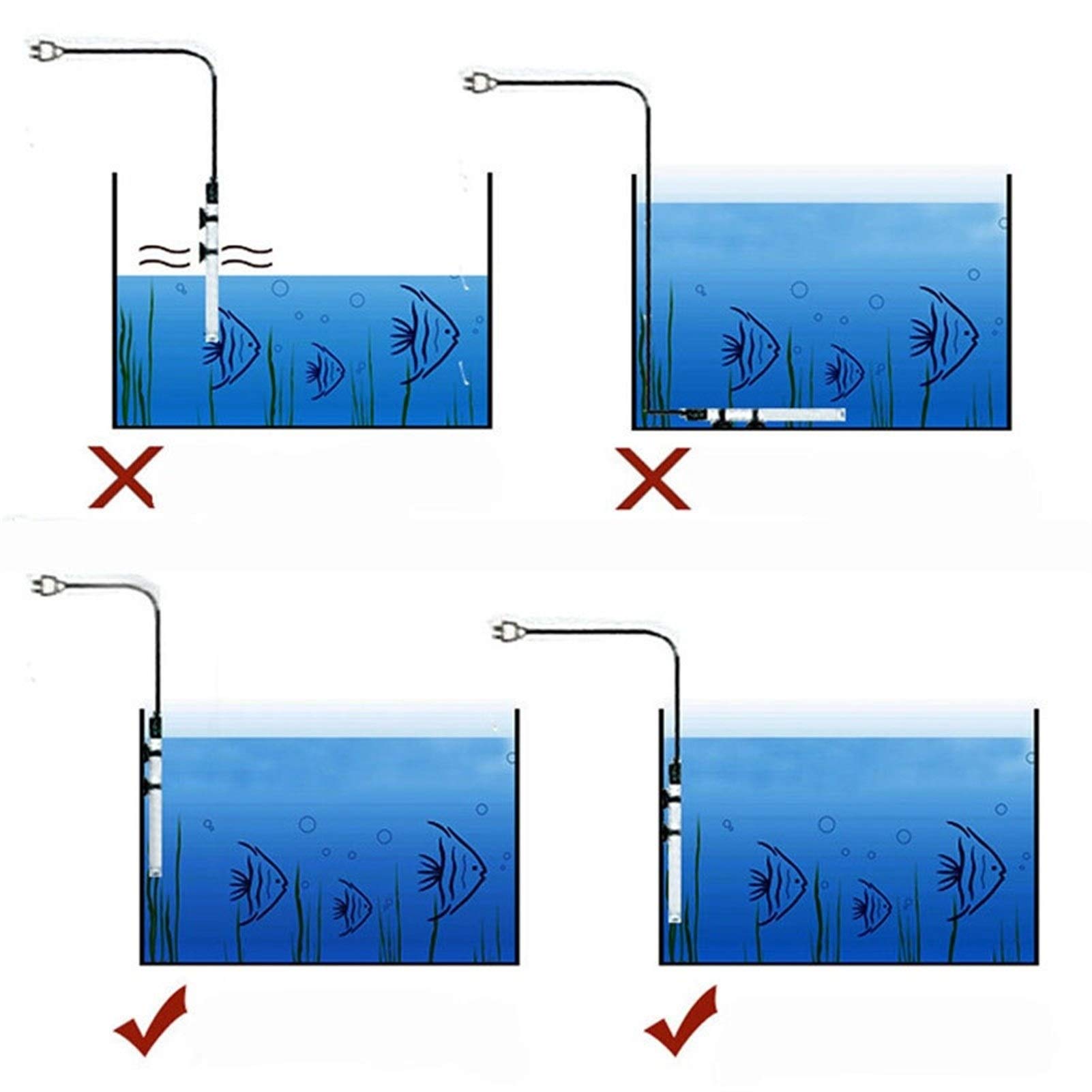 Riscaldatore per animali domestici Acquario riscaldamento asta regolabile riscaldamento dell'acqua Rod di temperatura costante controllo Fish Tank di calore ad acqua 25W / 50W / 100W / 200W / 300W