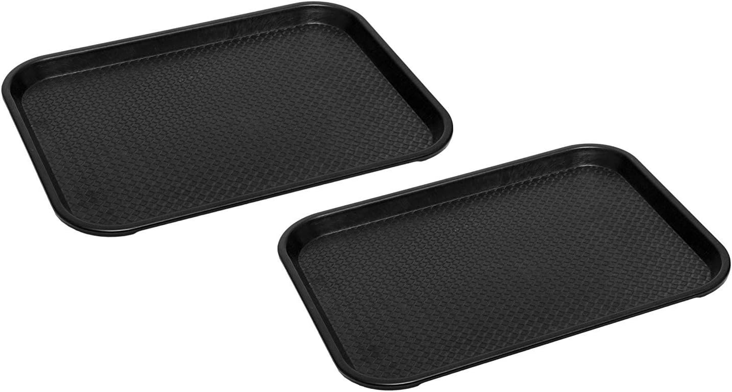 - Durable Multi-Use Plastic Serving Trays 18" Rectangular Plastic Trays for Kitchen (Pack of 2) (Black)