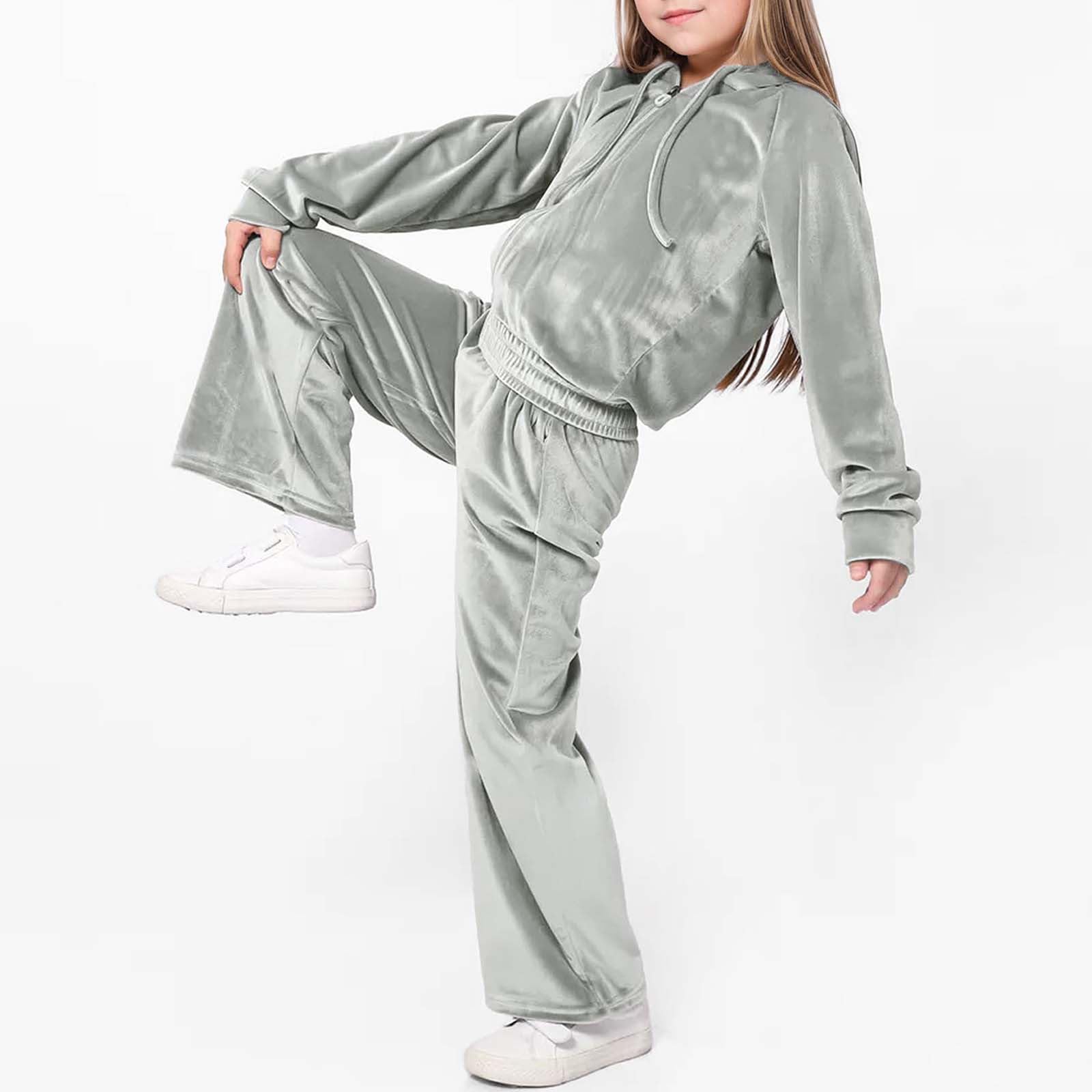 WWricotta Tuta in Velluto per Ragazze, Comodo Outfit Autunnale e Invernale con Felpa con Cappuccio e Pantaloni Jogger, Abbigliamento Sportivo Casual in Due pezzi94