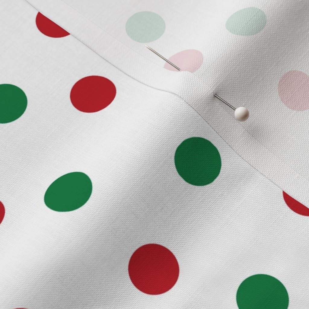 Spoonflower Fabric - Red Green White Polka Dots Christmas Holiday Celebrate Traditions Printed on Petal Signature Cotton Fabric by the Yard - Sewing Quilting Apparel Crafts Decor