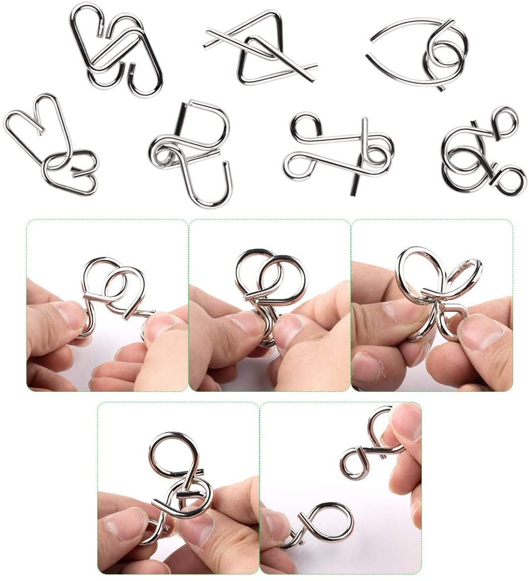 24 Pezzi Metallo Rompicapo Set, Giocattoli Educativi IQ Test, Puzzle Giocattolo Educativo Intelligenza per Adulti (Puzzle)