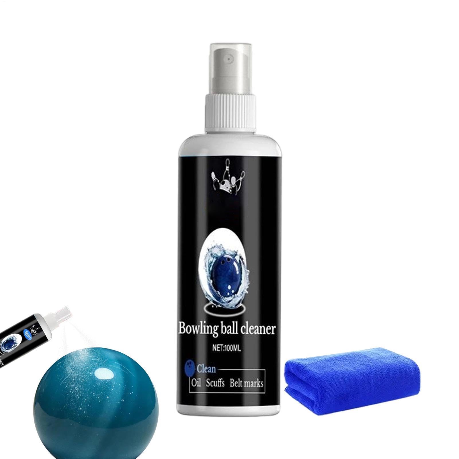 Bowling Ball Cleaning Kit - Polishing Spray with Microfiber Towel | Basic Bowling Accessory Set for Equipment Care | Removes Oil Dirt, Restores Grip, League Ready