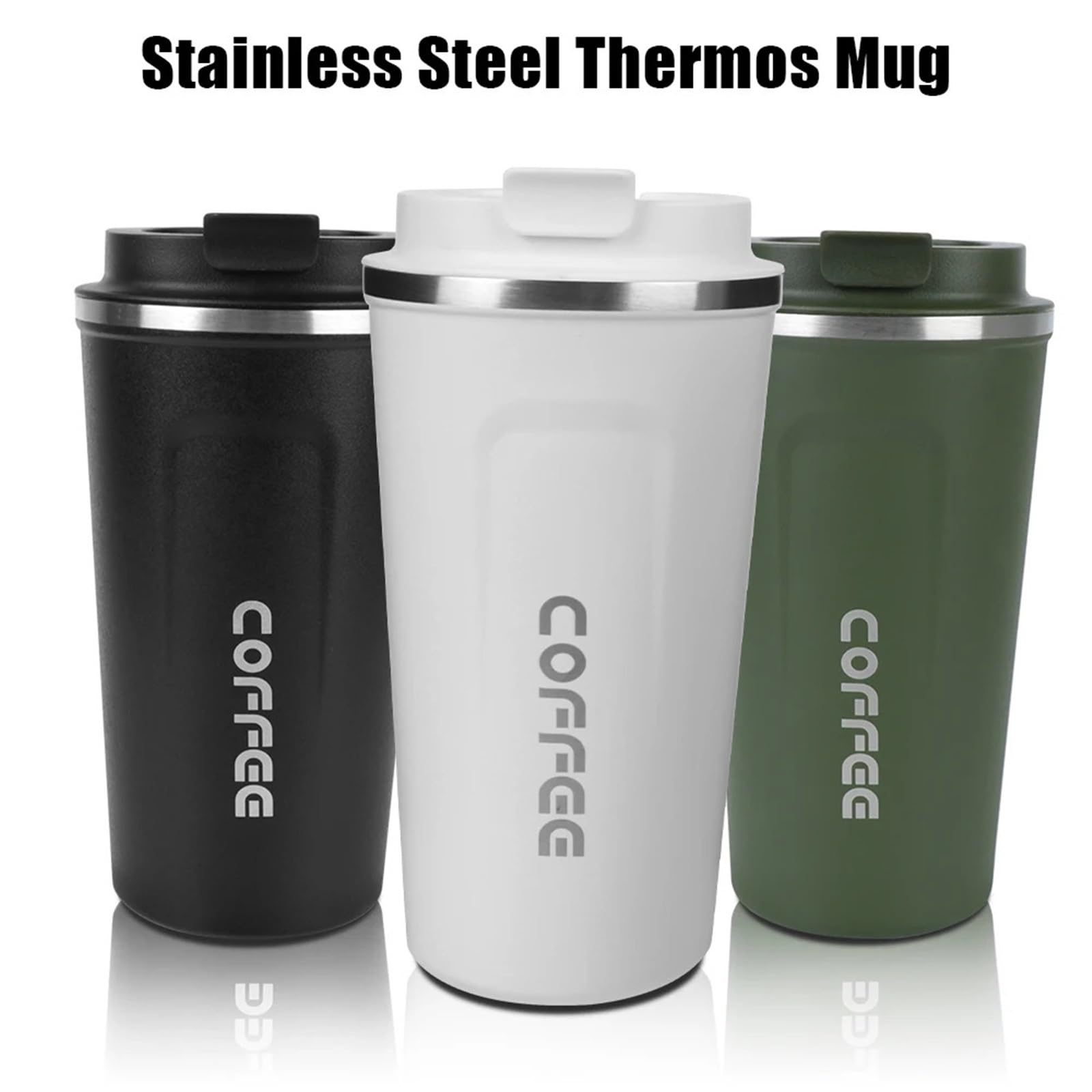 Taza Térmica Taza térmica de Viaje a Prueba de Fugas, Doble Acero Inoxidable for té, Agua, café, Taza Termo for Coche, 2 uds.(380ML White)
