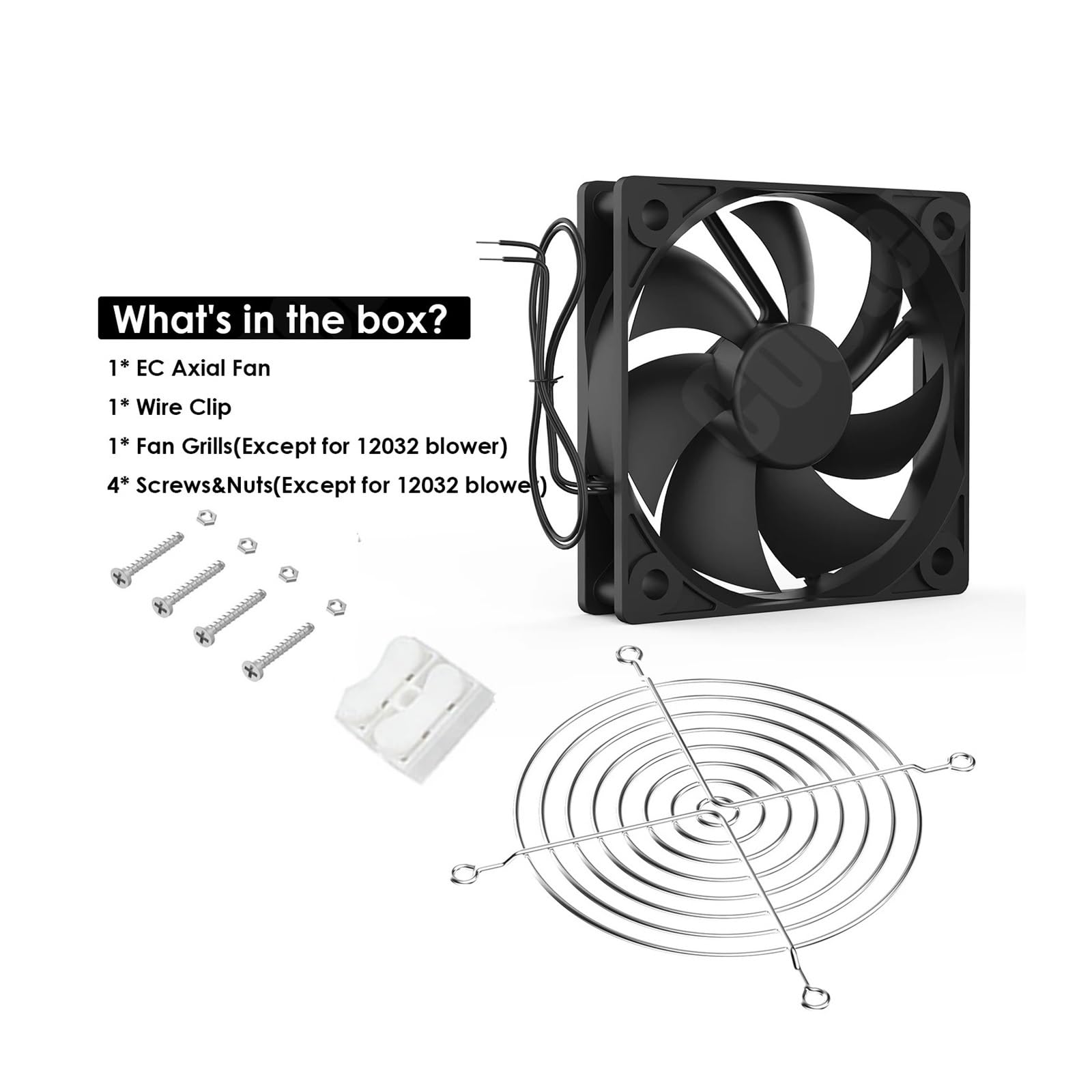 yaoqijie Wentylator osiowy 60 mm, 80 mm, 90 mm, 120 mm, kulka, bezszczotkowy wentylator chłodzący Ac 110V 120V 220V 230V 240V Komputer Case Fan 6025 8025 9225 12038 lasting (Silver Grill, 80025 9225