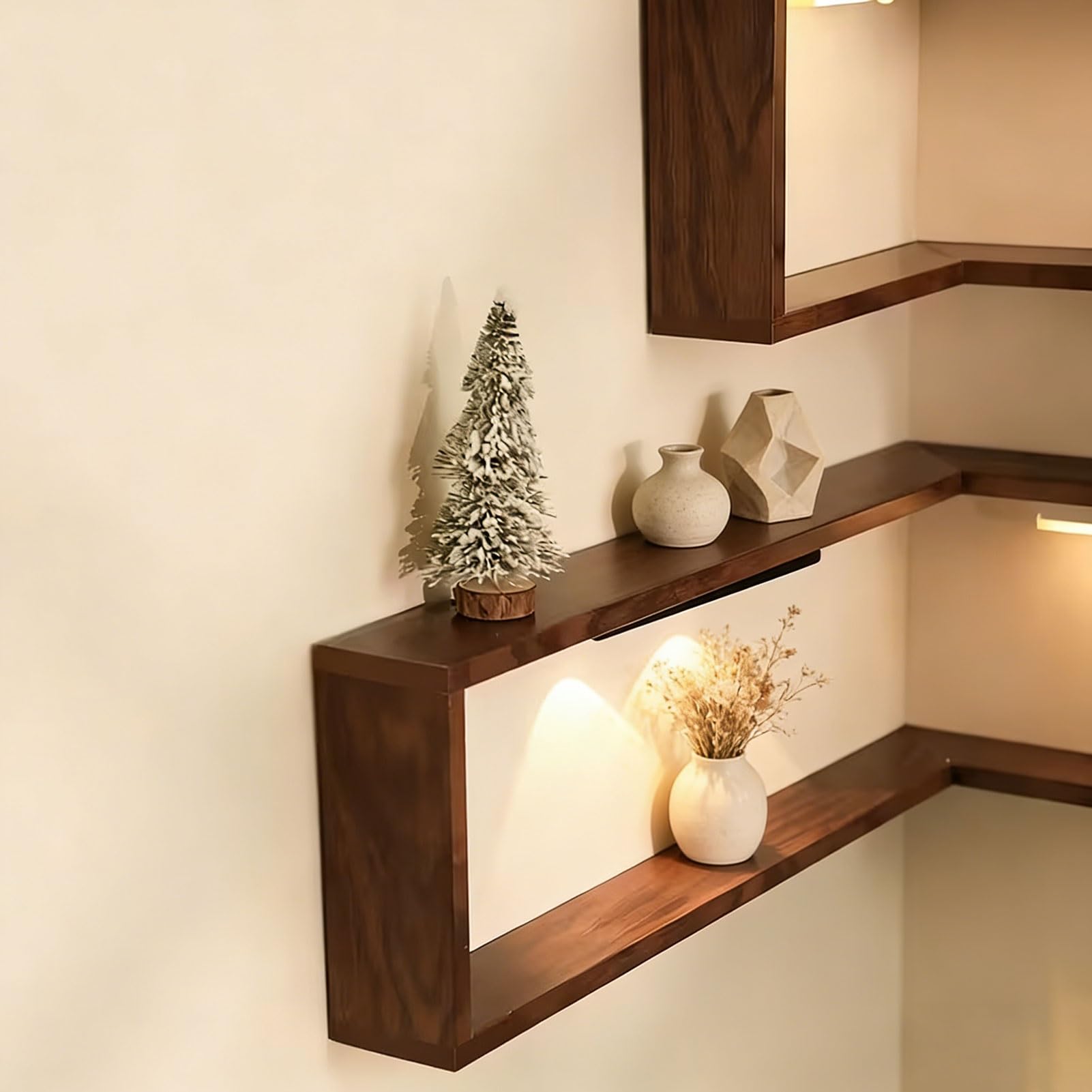 Estantes De Esquina Flotantes, Estante De Esquina De Pared para Decoración De Dormitorio, Estantes De Exhibición Modernos para Plantas Y Libros, Ahorro De Espacio(L-Shape A 30 x 60 x 20 cm,3 Pack)