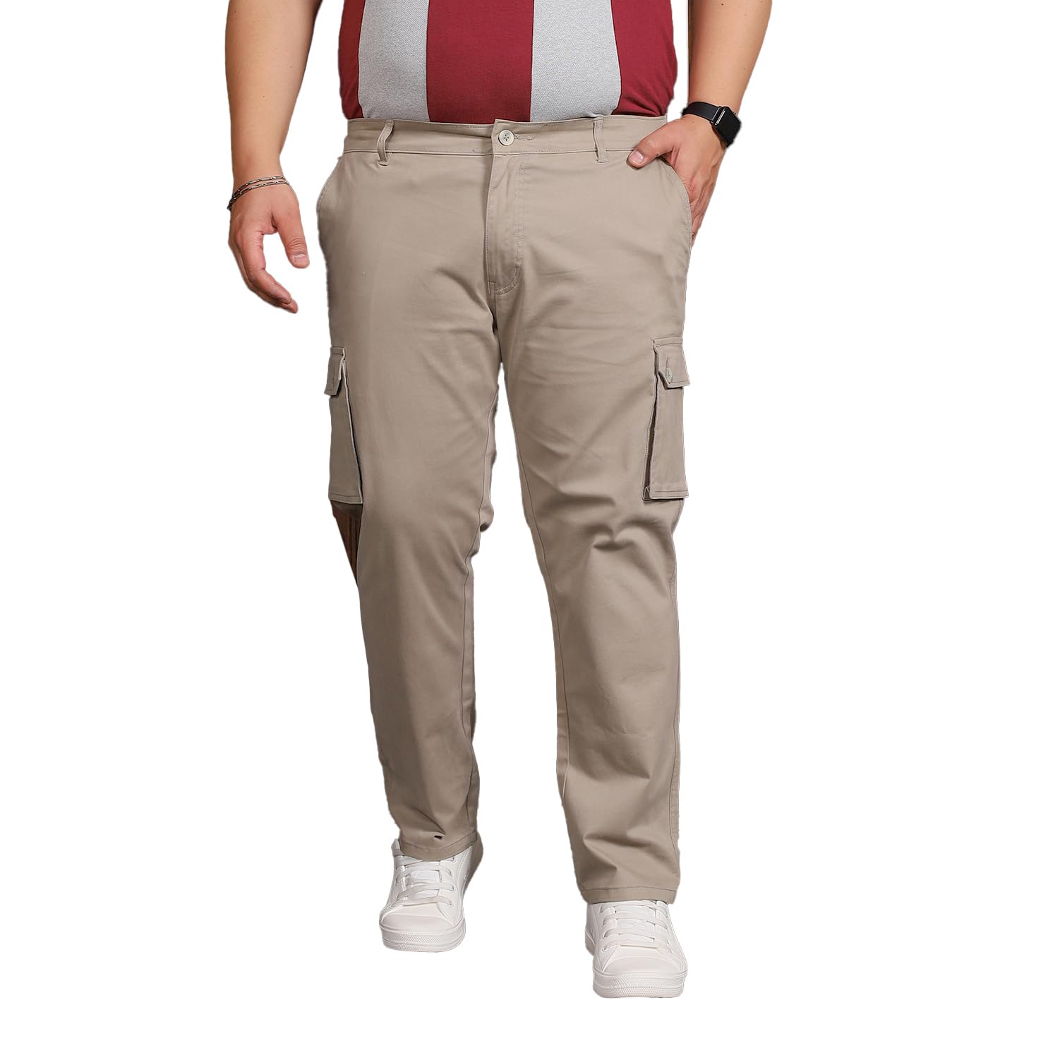 bigbanana Plus Size Men's Regular Fit Solid Trousers-picture-33