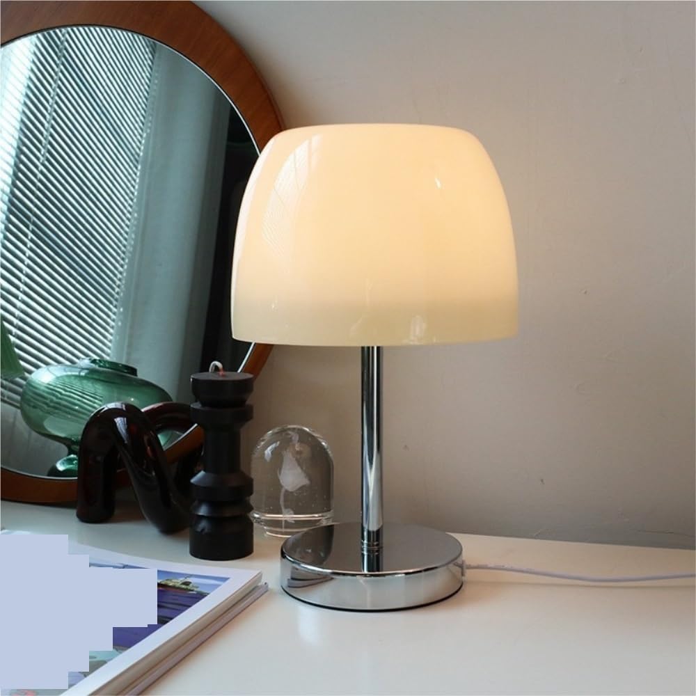 Lampada in vetro a fungo Bauhaus, luce notturna ambientale sul | Design Bauhaus, paralume in vetro a forma di fungo, USB, luce ambientale, arredamento della(Yellow)