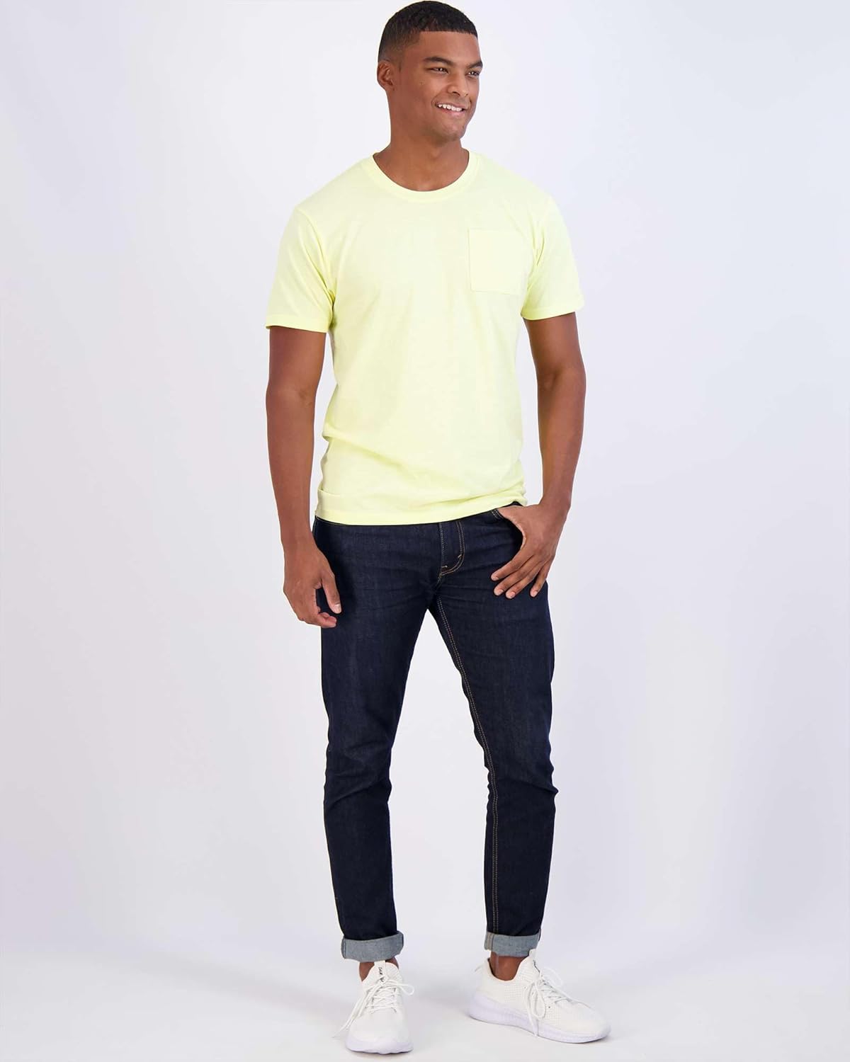 Real Essentials 4 Pack: Men's Cotton Performance Short Sleeve Crew Neck Pocket T-Shirt Athletic Top (Available in Big & Tall) - Image 3