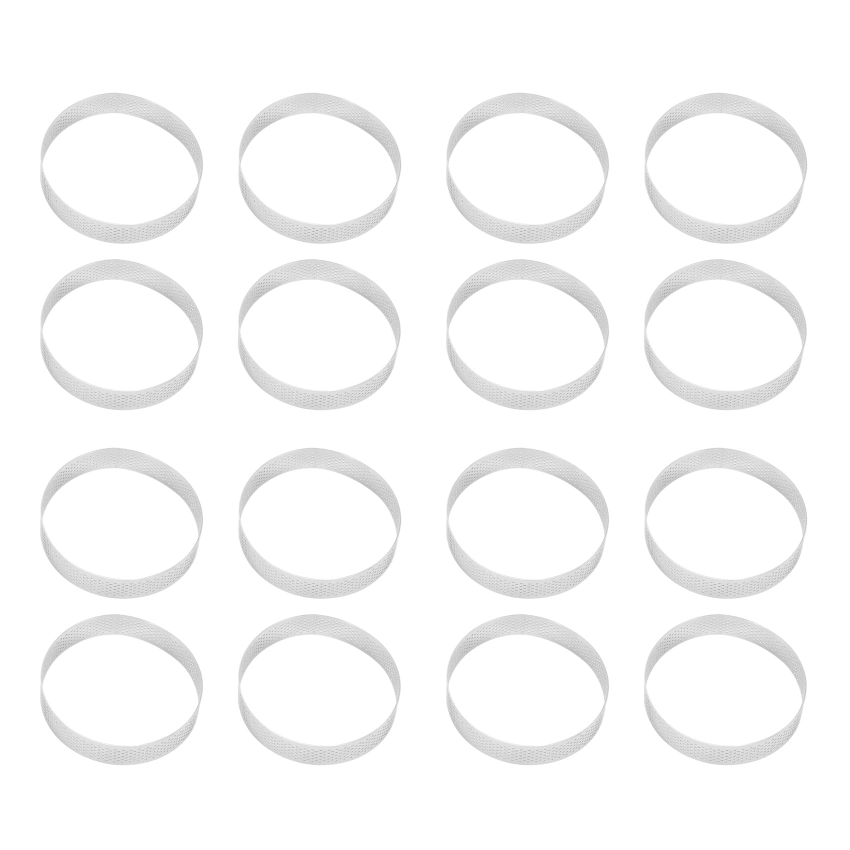 Hndhbfgrt 16Pcs Circular Porous Tart Ring Bottom Tower Pie Cake Mould Heat- Perforated Cake Mousse Ring,10cm