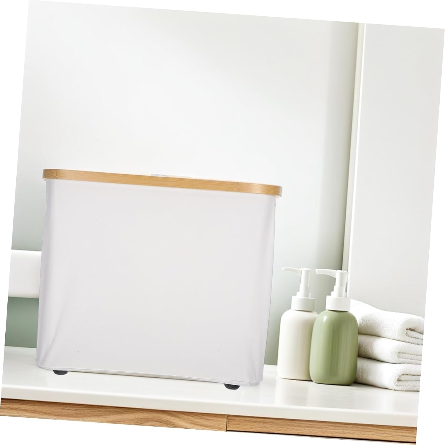 Foldable Bathroom Storage Basket with Lid Multi Purpose Tissue Holder for Home Organization Design for Bathroom and Kitchen Use