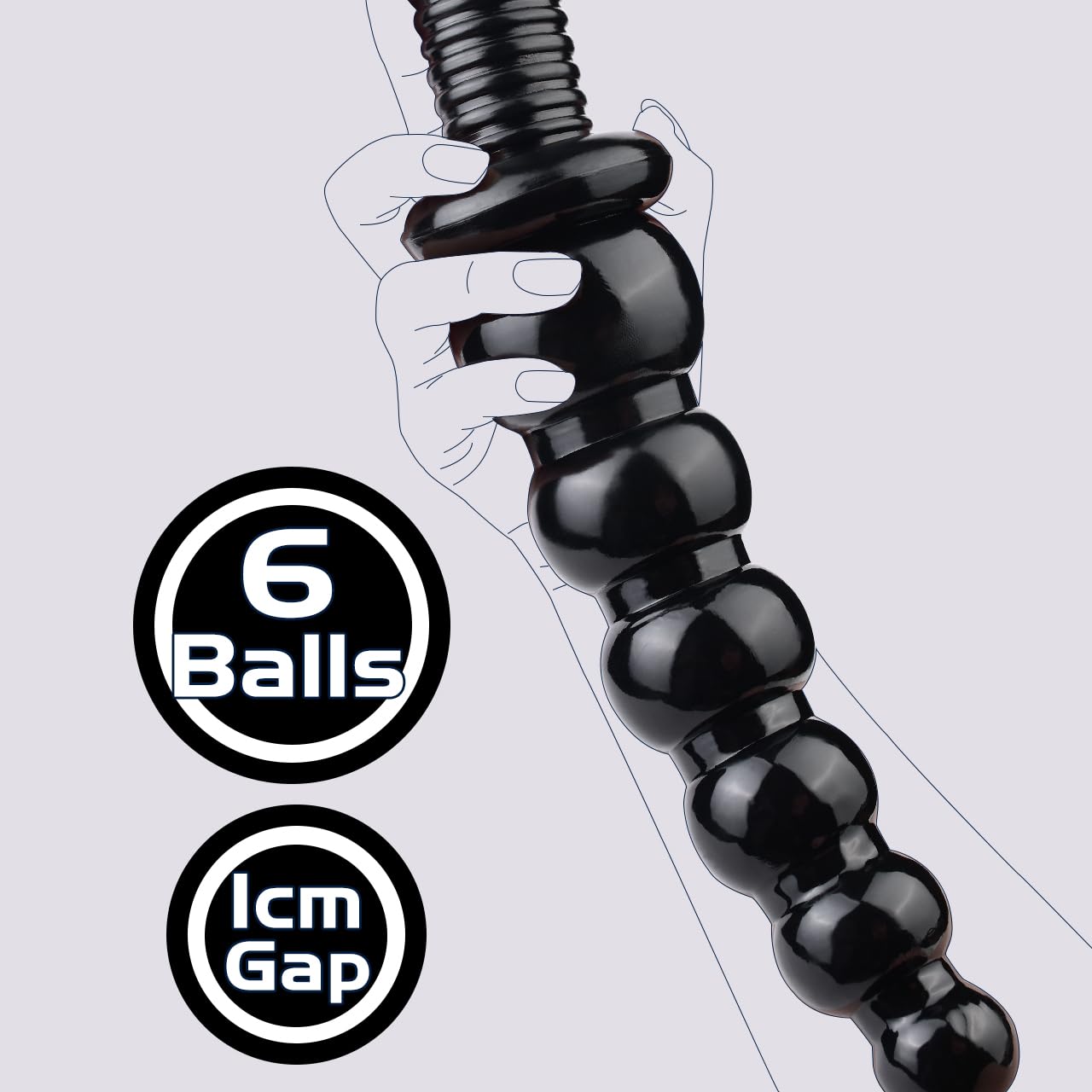 Juguetes sexuales con consolador anal XL erótico,Consolador FAAK multibolas con mango,9,8'' insertable con 6 bolas para los amantes del butt plug,consolador con cuentas para la diversión anal (negro)