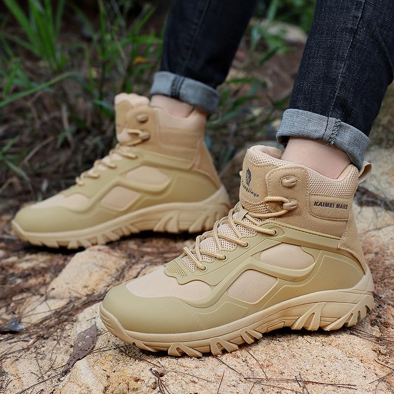 New Men Quality Brand Leather Boots Tactical Desert Combat Boots Men's Outdoor Hiking Shoes Work Safty Ankle Boot