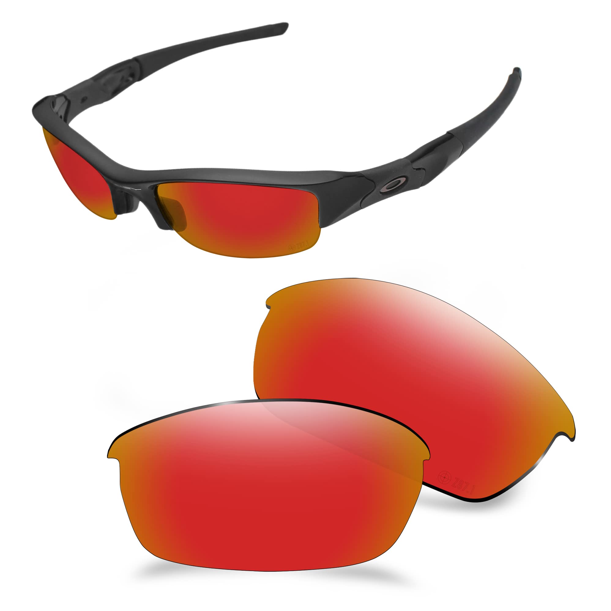 AOZAN ANSI Z87.1 Polarized Replacement Lenses Compatible with Oakley Flak Jacket OO9008-Electric Crimson