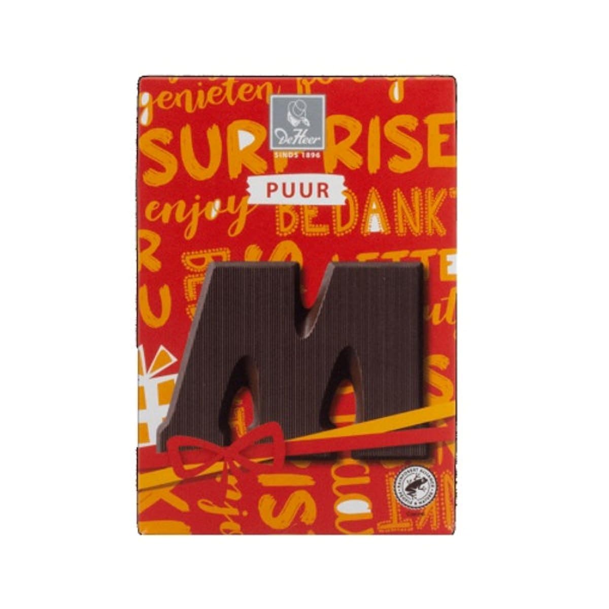 De Heer Baronie Pure Chocolade Letter M (Dark Bittersweet Chocolate initials M) (Letter ( M ) Dark / Puur)