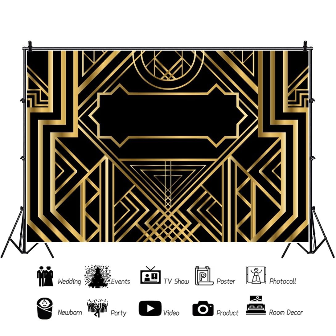 3x2,5m Sfondo di buon compleanno Sfondo fotografico per tappeto rosso nero e oro Sfondo nero per festa di compleanno ruggente Matrimonio adulti ritratto foto studio oggetti di scena