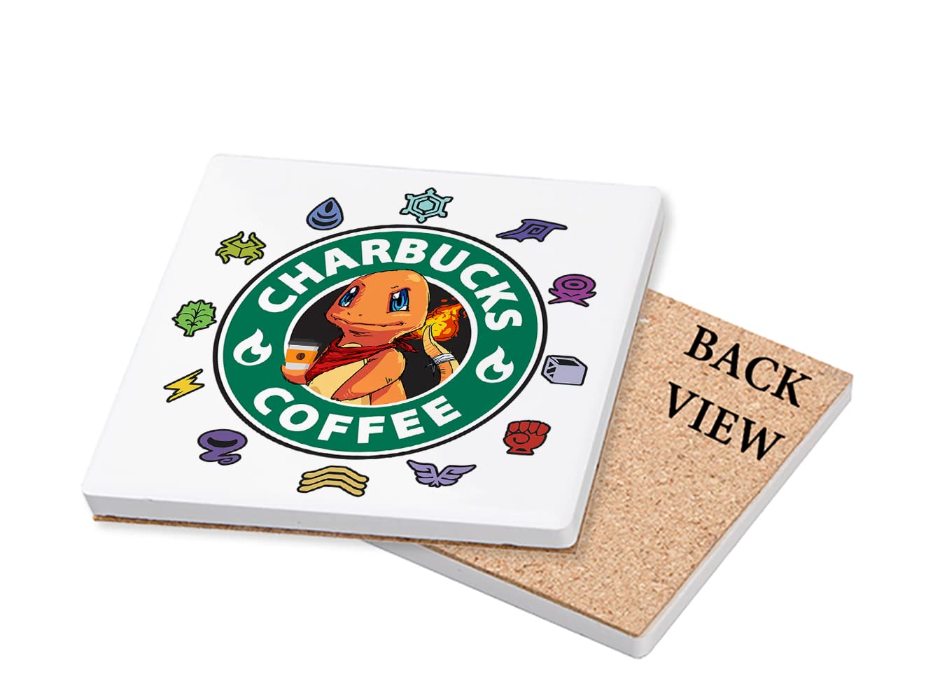 charbucks Coffee Poke Tableware, Coffee/Tea/Drink Coaster. (Square Ceramic Coaster)